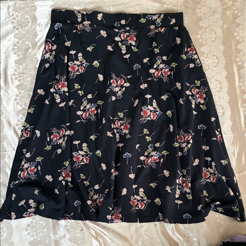 Pact Black Floral A-Line Skirt